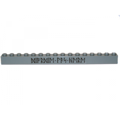 dark bluish gray brick 1 x 16 with runes pattern sticker - set 9473