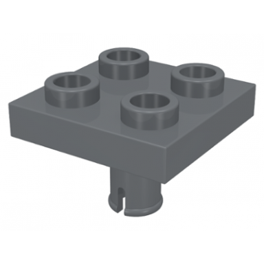 dark bluish gray plate modified 2 x 2 with pin on bottom
