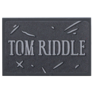 dark bluish gray tile 2 x 3 with light bluish gray tom riddle and scratches pattern sticker - set 75965
