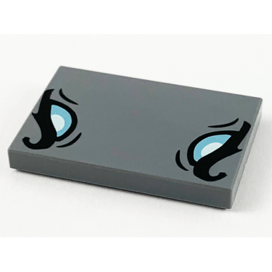 dark bluish gray tile 2 x 3 with metallic light blue rhinoceros eyes pattern