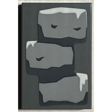 dark bluish gray tile 2 x 3 with light bluish gray bricks with white snow pattern sticker - set 76407