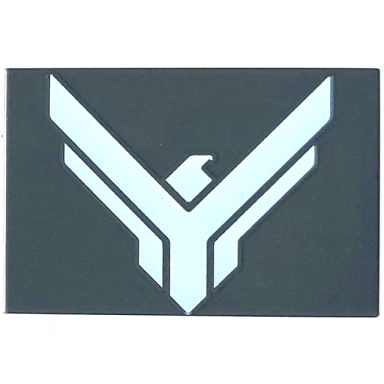 dark bluish gray tile 2 x 3 with white atreides hawk crest pattern