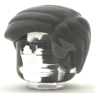 dark bluish gray minifigure hair short combed sideways part left thick with light bluish gray temples pattern
