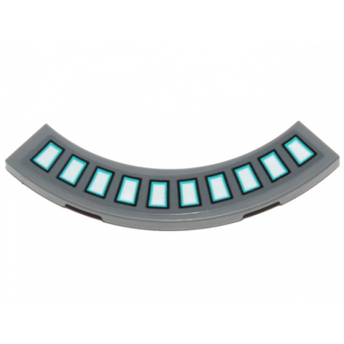 dark bluish gray tile round corner 4 x 4 macaroni with blue and white rectangles sw lights pattern sticker - set 75319