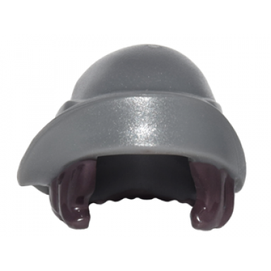 dark bluish gray minifigure hair combo hat with hair soft folded brim with dark brown bob cut hair pattern