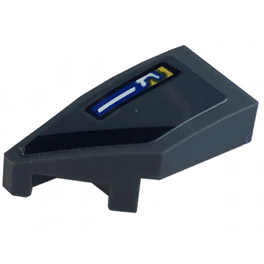 dark bluish gray wedge 2 x 1 x 2 3 left with black stripe and michelin logo pattern sticker - set 76903