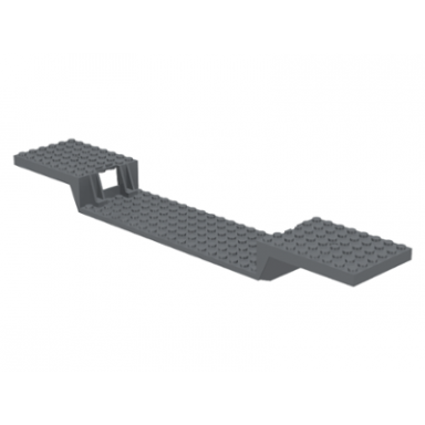 dark bluish gray train base 6 x 34 split-level with bottom tubes and hole at each end