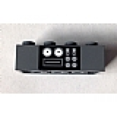 dark bluish gray brick 2 x 4 with machine gauges and buttons pattern sticker - set 10144