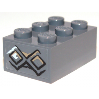 dark bluish gray brick 2 x 3 with diamond bricks with white highlights on one diamond pattern on end sticker - set 9473