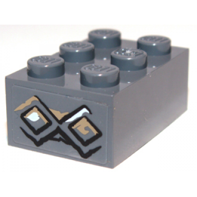 dark bluish gray brick 2 x 3 with diamond bricks with white highlights on both diamonds pattern on end sticker - set 9473