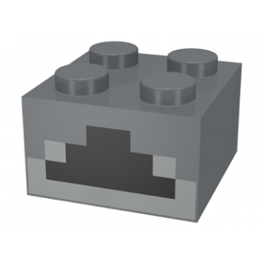 dark bluish gray brick 2 x 2 with pixelated black coal and light bluish gray ash pattern minecraft furnace