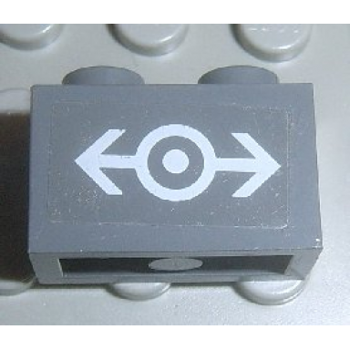 dark bluish gray brick 1 x 2 with white train logo medium pattern sticker - set 4855