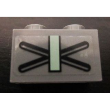 dark bluish gray brick 1 x 2 with x and sand green bar pattern on both sides stickers - set 7625