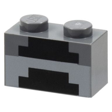 dark bluish gray brick 1 x 2 with minecraft pixelated furnace unlit pattern