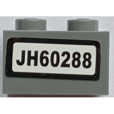 dark bluish gray brick 1 x 2 with jh60288 pattern sticker - set 60288