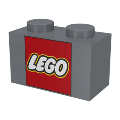 dark bluish gray brick 1 x 2 with lego logo pattern