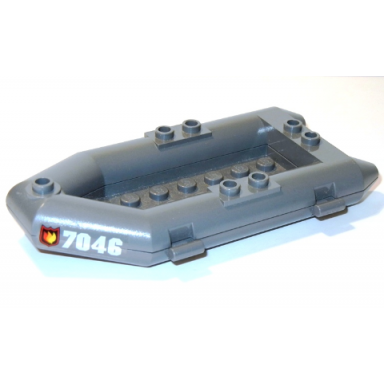 dark bluish gray boat rubber raft small with fire logo badge and 7046 pattern on both sides stickers - set 7046
