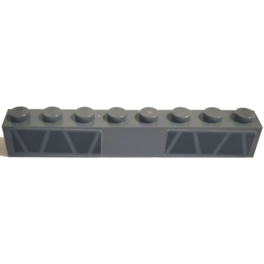 dark bluish gray brick 1 x 8 with black trapezoids and triangles pattern stickers - set 75315