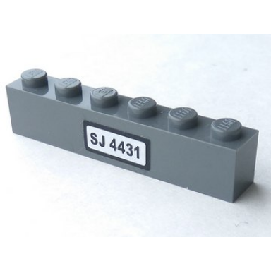 dark bluish gray brick 1 x 6 with sj 4431 on white background pattern sticker - set 4431
