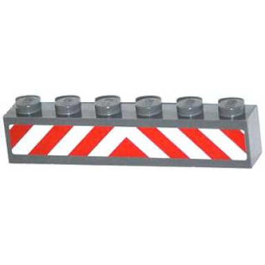 dark bluish gray brick 1 x 6 with red and white danger stripes pattern sticker - set 60061