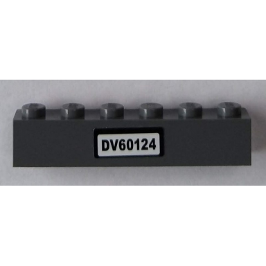 dark bluish gray brick 1 x 6 with dv60124 pattern sticker - set 60124