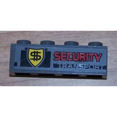 dark bluish gray brick 1 x 4 with security transport pattern sticker - set 8199
