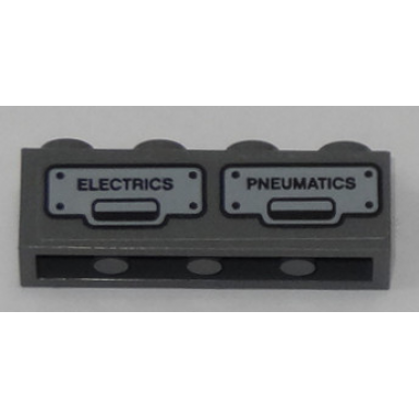 dark bluish gray brick 1 x 4 with electrics and pneumatics pattern sticker - set 60197