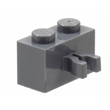 dark bluish gray brick modified 1 x 2 with split u clip thick vertical grip