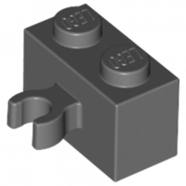 dark bluish gray brick modified 1 x 2 with open o clip thick vertical grip