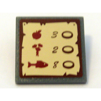 dark bluish gray road sign 2 x 2 square with clip with goods prices pattern sticker - set 10193