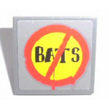 dark bluish gray road sign 2 x 2 square with clip with bats pattern sticker - set 7787