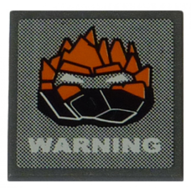 dark bluish gray road sign 2 x 2 square with clip with rock monster head and warning pattern sticker - set 8191