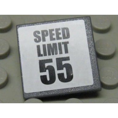 dark bluish gray road sign 2 x 2 square with clip with speed limit 55 pattern sticker - set 8681