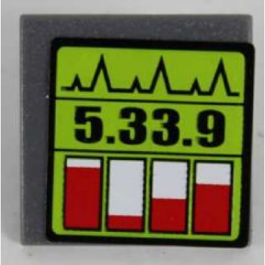 dark bluish gray road sign 2 x 2 square with clip with black 5.33.9 and red level indicators pattern sticker - set 8864