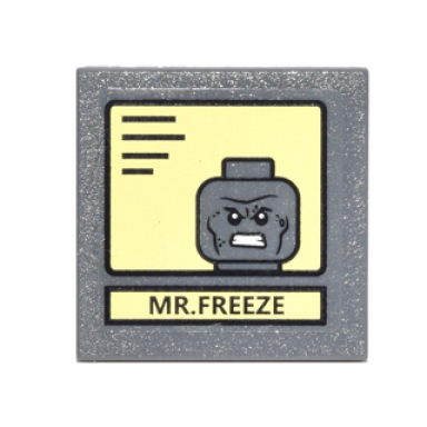 dark bluish gray road sign 2 x 2 square with clip with black lines mr freeze and portrait on bright light yellow background pattern sticker - set 10937