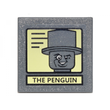 dark bluish gray road sign 2 x 2 square with clip with black lines the penguin and portrait on bright light yellow background pattern sticker - set 10937