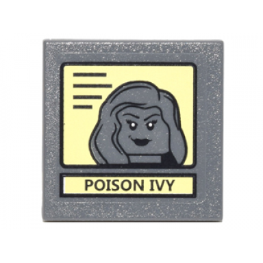 dark bluish gray road sign 2 x 2 square with clip with black lines poison ivy and portrait on bright light yellow background pattern sticker - set 10937