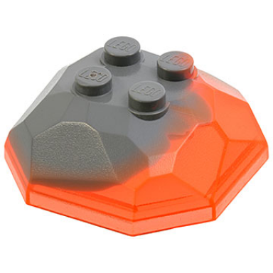 rock 4 x 4 octagonal boulder top with marbled trans-neon orange pattern