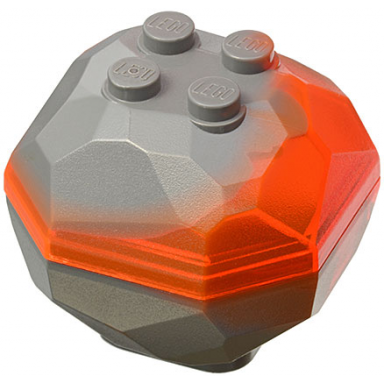 dark bluish gray rock 4 x 4 octagonal boulder with marbled trans-neon orange pattern 30293pb01 30294pb01