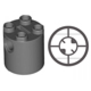 dark bluish gray brick round 2 x 2 x 2 robot body - with bottom axle holder x shape orientation