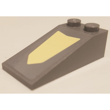dark bluish gray slope 18 4 x 2 with tan angular shield pattern sticker - set 75024