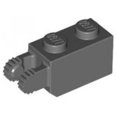 dark bluish gray hinge brick 1 x 2 locking with 2 fingers vertical end