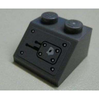 dark bluish gray slope 45 2 x 2 with bolted panel and bullet hole pattern sticker - set 7051