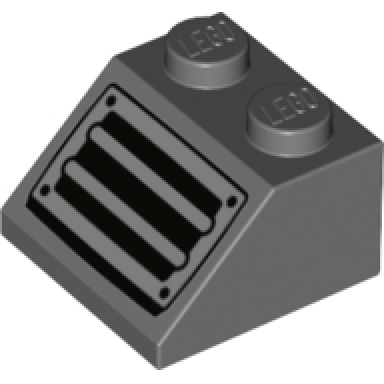 dark bluish gray slope 45 2 x 2 with silver grille and black rivets pattern