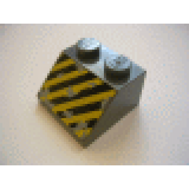 dark bluish gray slope 45 2 x 2 with black and yellow danger stripes pattern