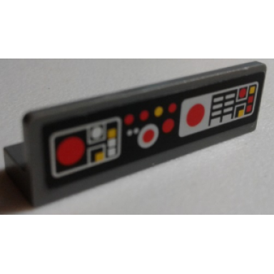 dark bluish gray panel 1 x 4 x 1 with sw control panel and buttons pattern 1 sticker - set 7879