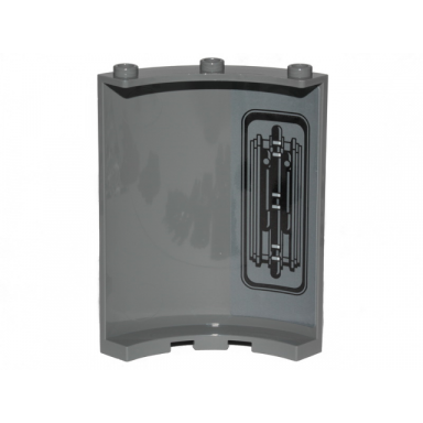 dark bluish gray cylinder quarter 4 x 4 x 6 with sw pipes and wall ornament pattern on inside model left side sticker - set 75216