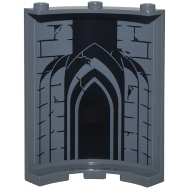 dark bluish gray cylinder quarter 4 x 4 x 6 with brick wall with black mortar pointed arches and cracks pattern sticker - set 10333
