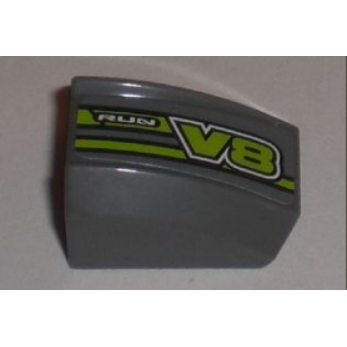 dark bluish gray slope curved 2 x 2 lip with run and v8 pattern model right sticker - set 8192