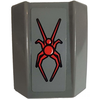dark bluish gray slope curved 2 x 2 lip with red spider on dark bluish gray background pattern sticker - set 76004